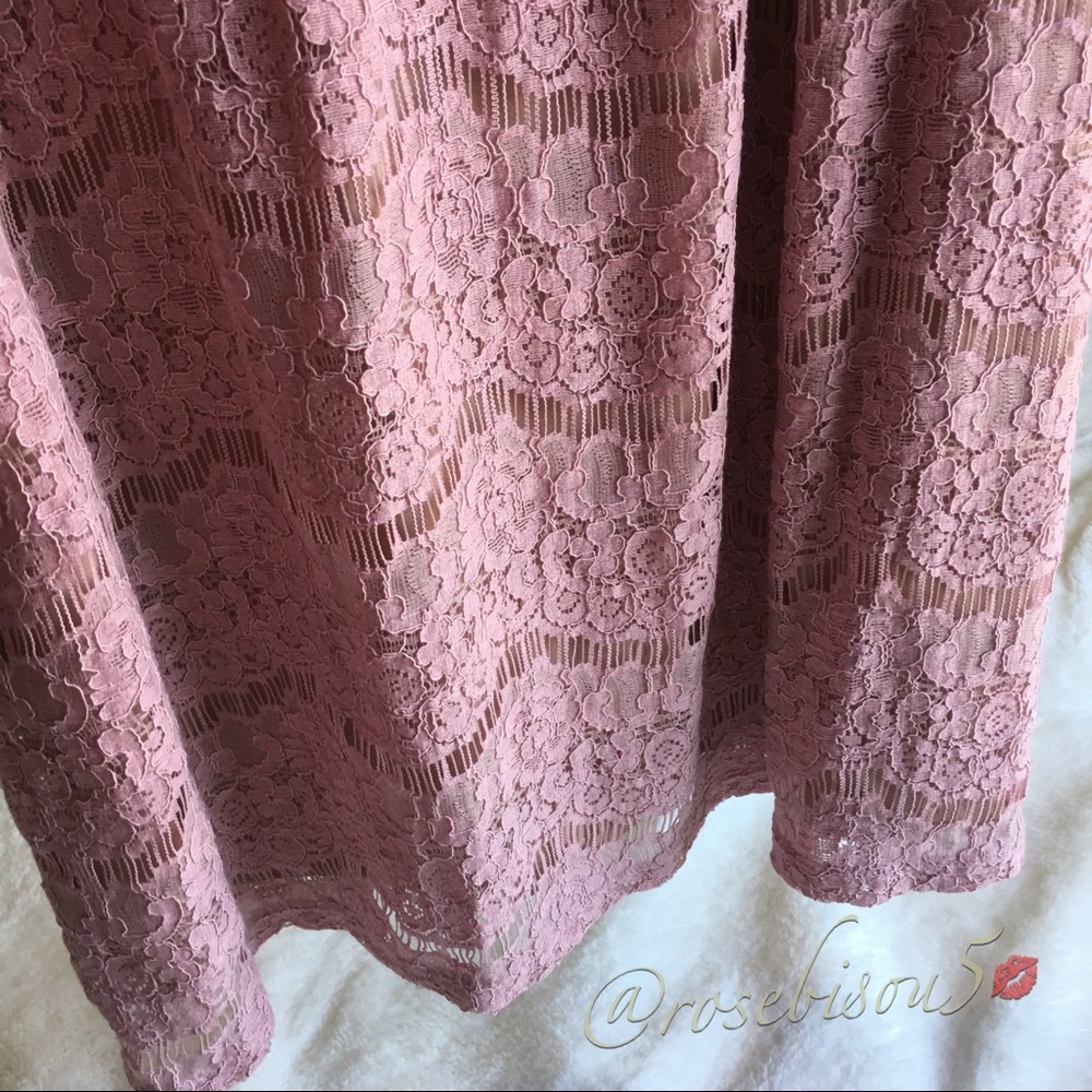 x3HP!💐 {LOVE, FIRE} Mock Neck Lace Overlay Shift - Picture 8 of 8